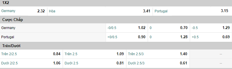 Soi keo chap Bo Dao Nha vs Duc Euro 2021