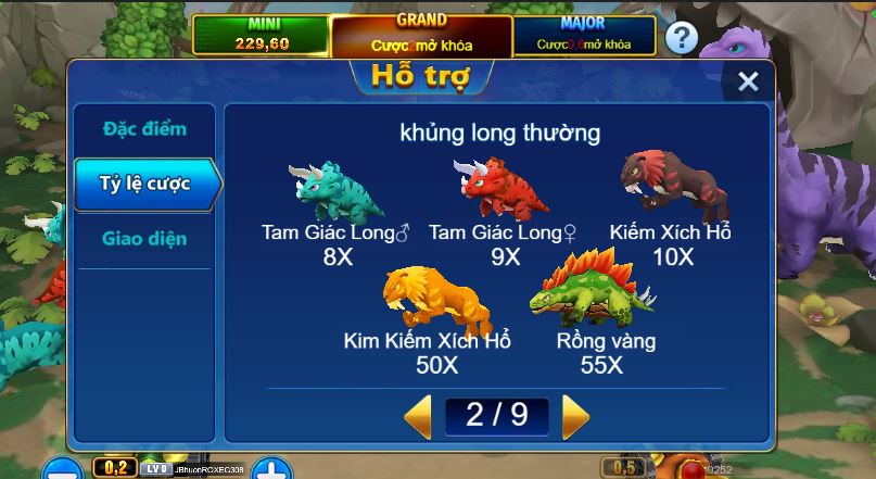 Luat choi Vua Khung Long Vn88