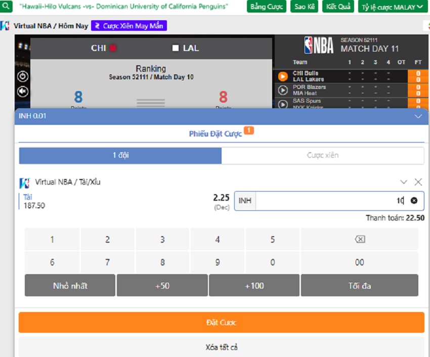 Kinh nghiem ca cuoc Virtual NBA FB88